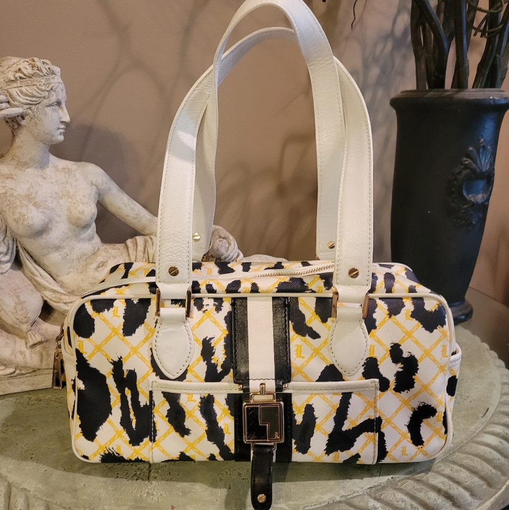 L.A.M.B. by Gwen Stefani White Leopard Satchel / Shoulder Bag Dedigner #397